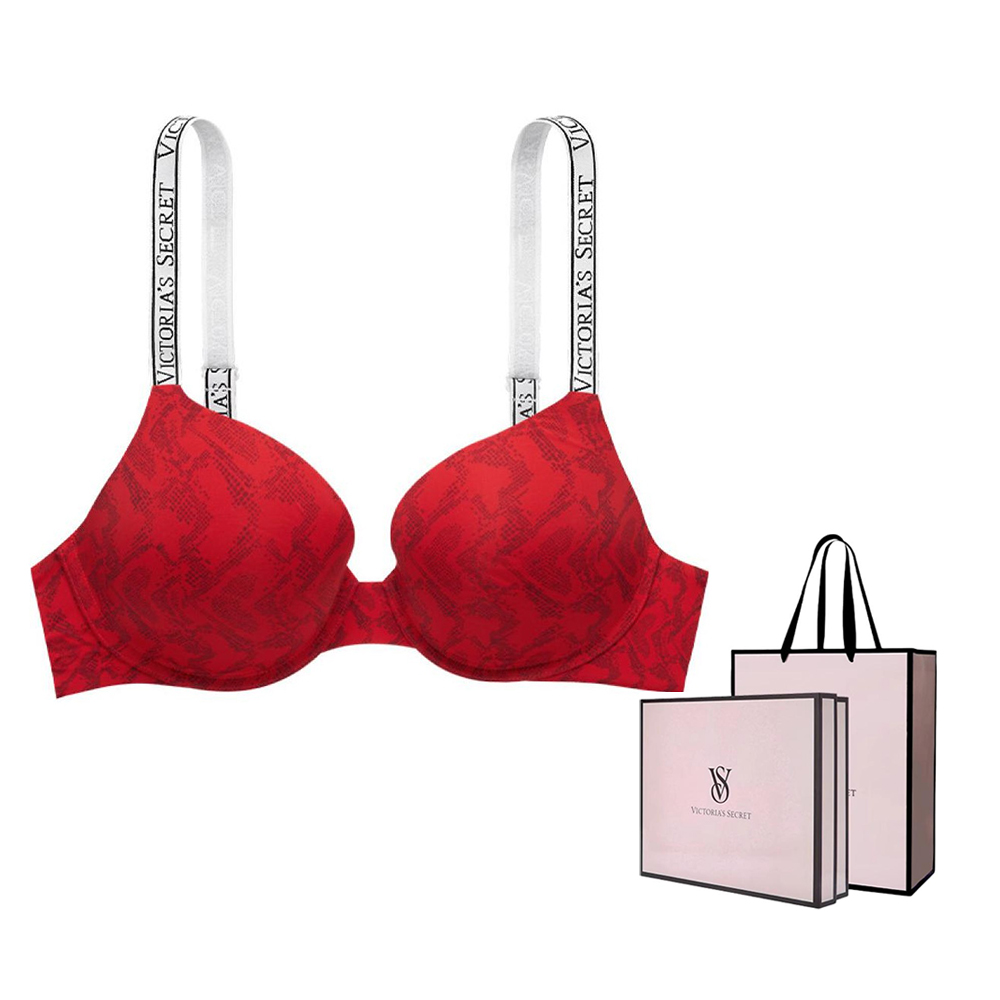 Victoria's Secret Бюстгальтер женский красный с принтом под змеиную кожу — фото 4
