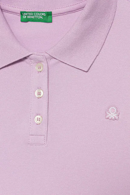 Поло хлопковое Polo z elastanem United Colors of Benetton, фиолетовый — фото 3