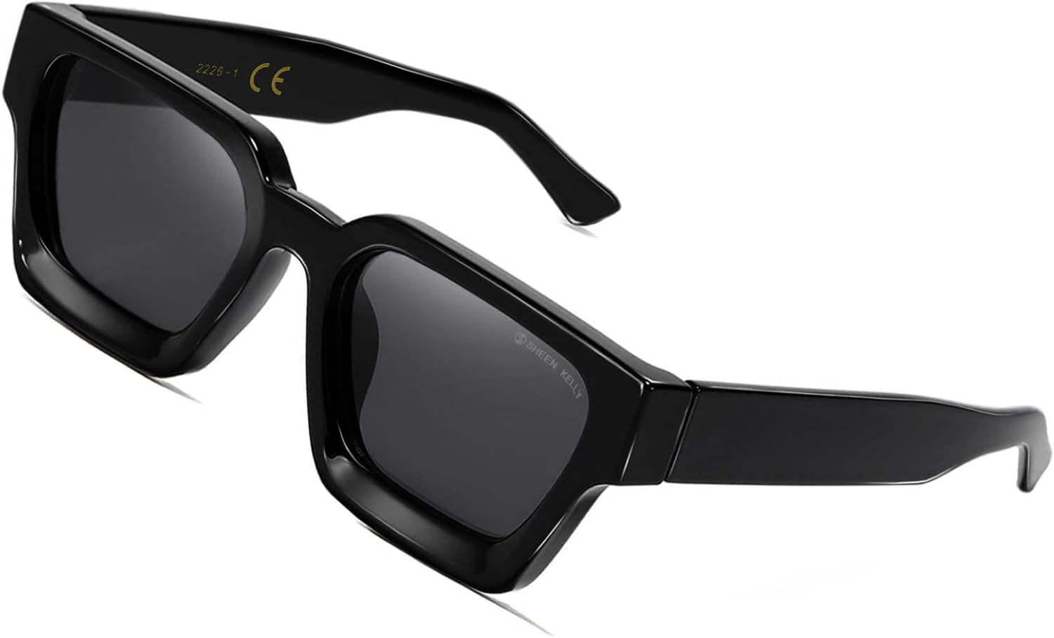 

Солнцезащитные очки SHEEN KELLY в стиле ретро, ​​квадратная форма, модные очки для мужчин и женщин, массивная прямоугольная оправа, черные, стиль 90-х, 01-polarized Black