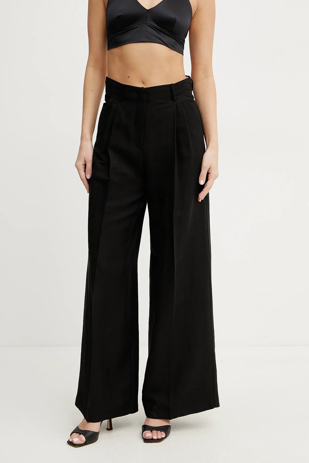 

Брюки из льняной смеси Weekend Max Mara, черный