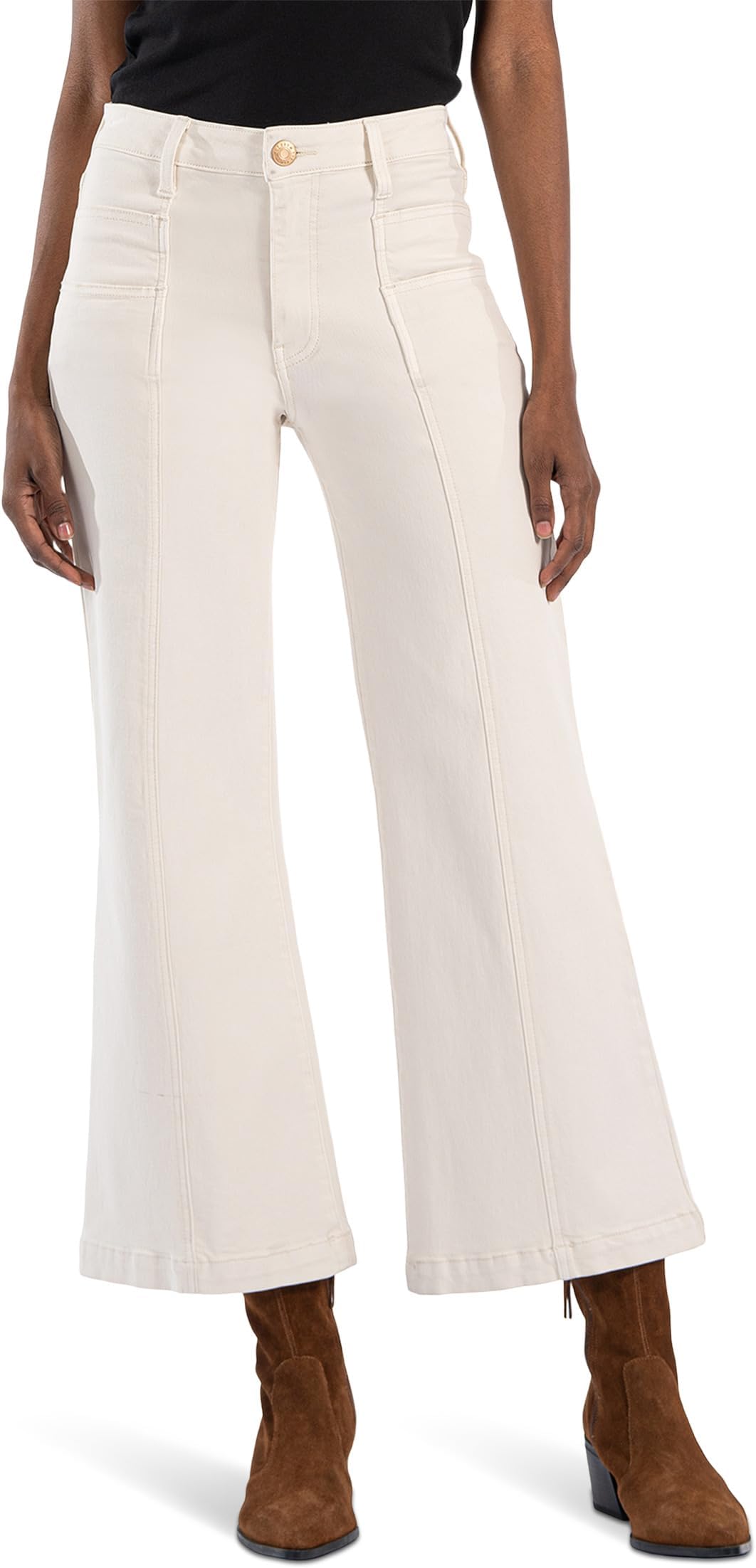 

Джинсы KUT from the Kloth Meg High Rise Wide Leg Double Frt Pockets Wide Hem, экрю