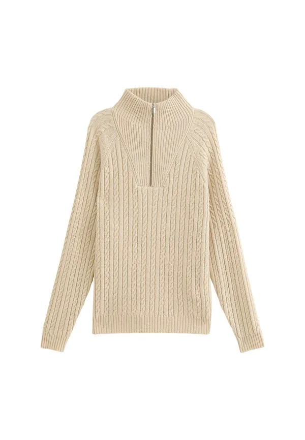 

Джемпер с воротником-стойкой и застежкой-молнией до середины груди New Look, Cream