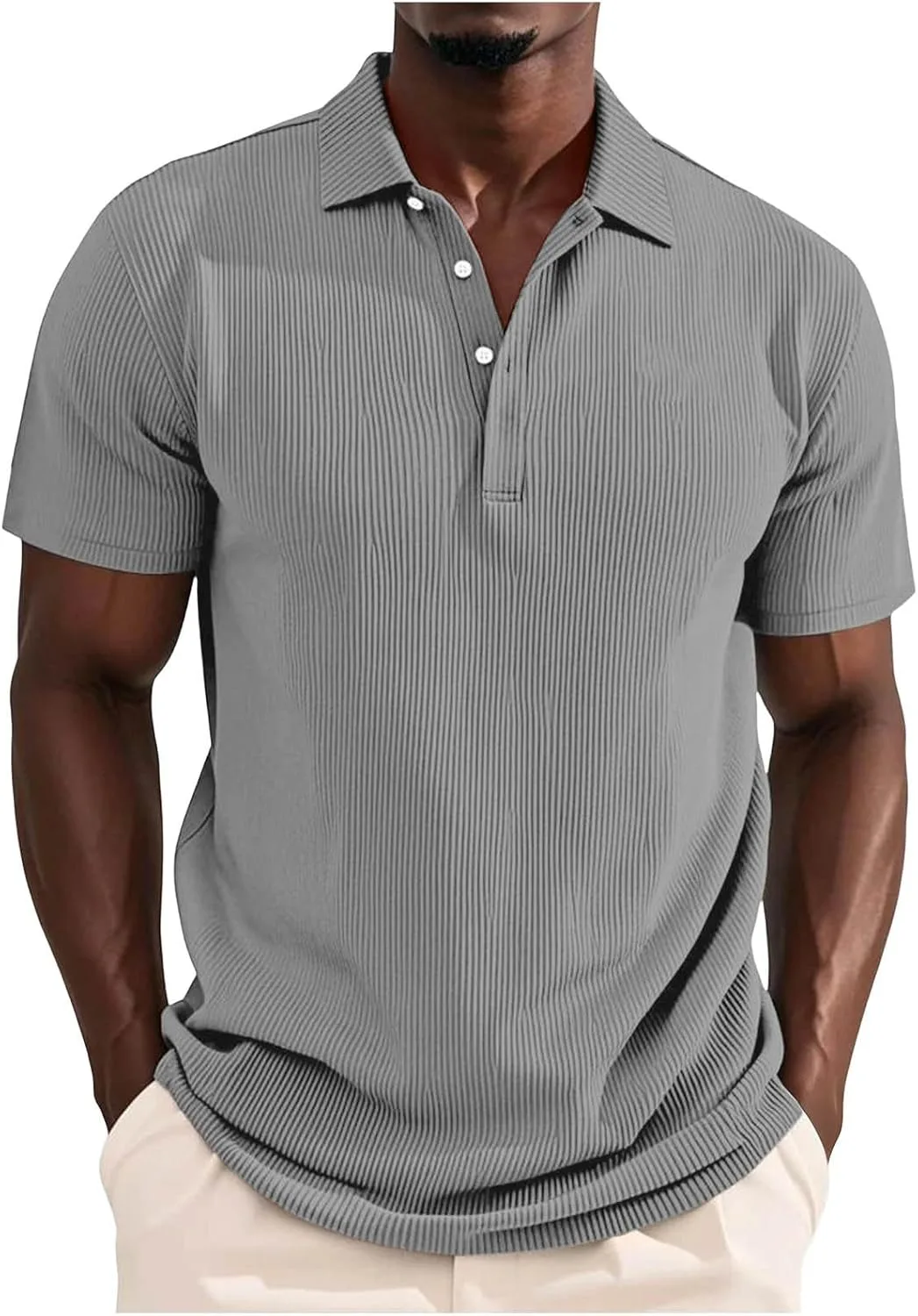 Футболка Oversized для мужчин с коротким рукавом и воротником Henley — фото 2