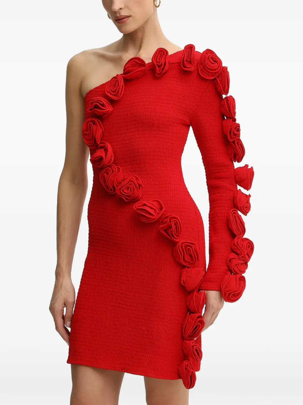 

Мини-платье на одно плечо с аппликацией в виде розы Farm Rio, красный