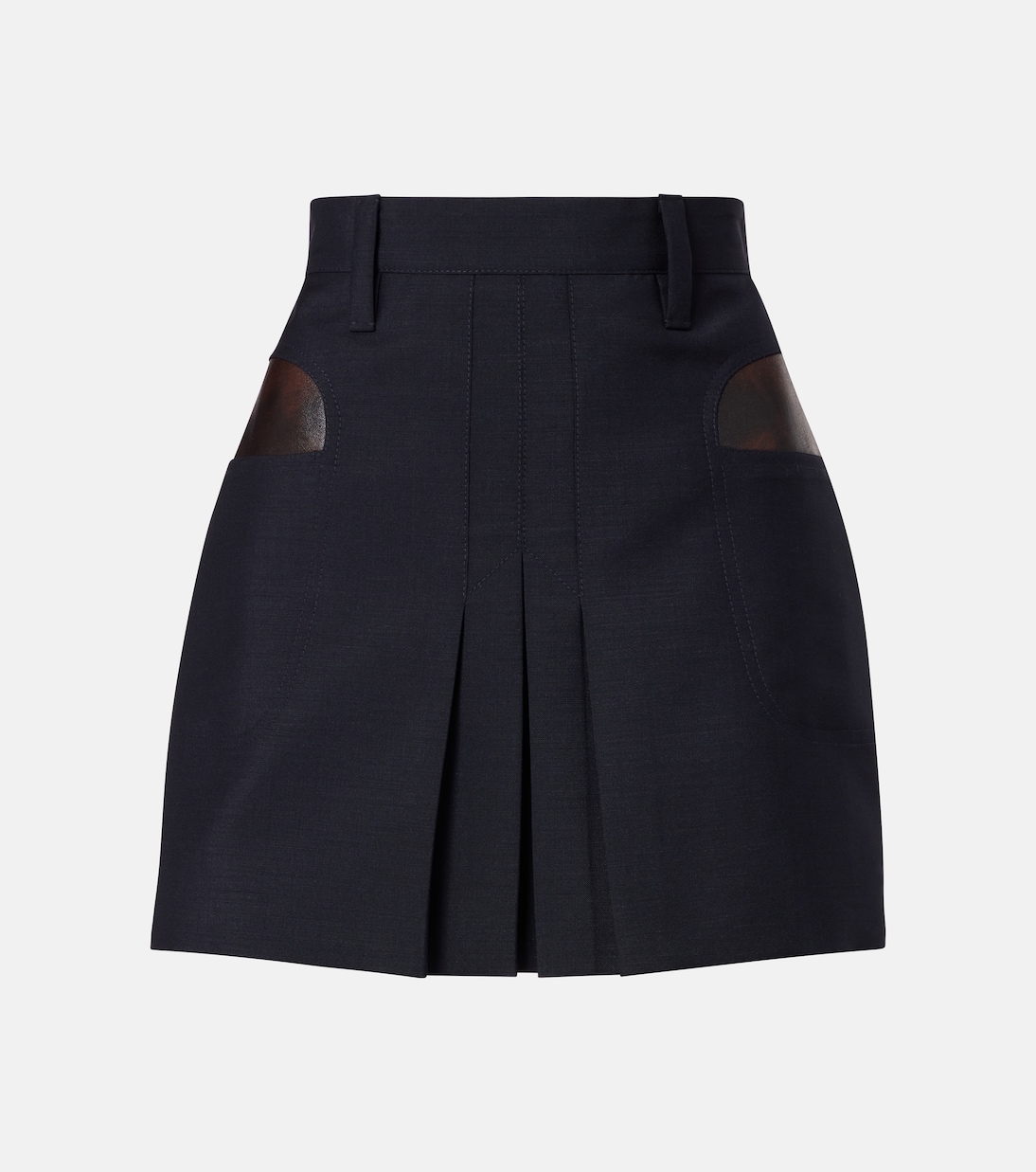 

Мини-юбка из плиссированного мохера и шерсти Prada, Bleu