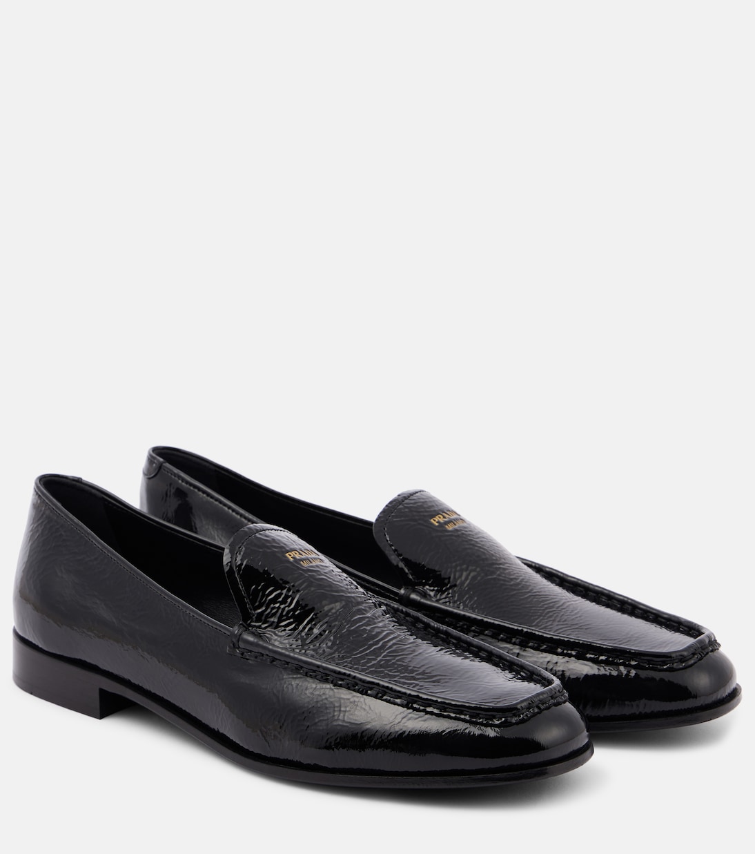 Лоферы из лакированной кожи Prada, черный