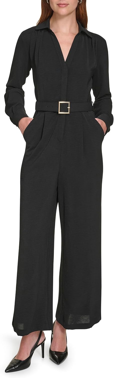 

Женский повседневный комбинезон Calvin Klein с длинным рукавом и поясом, Black