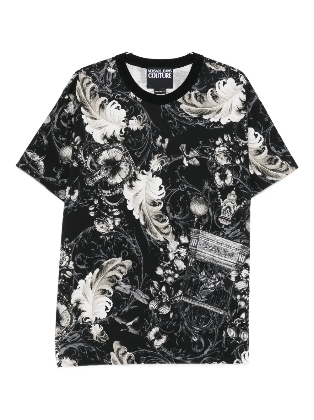 

Футболка с перьями и принтом в стиле барокко Versace Jeans Couture, черный