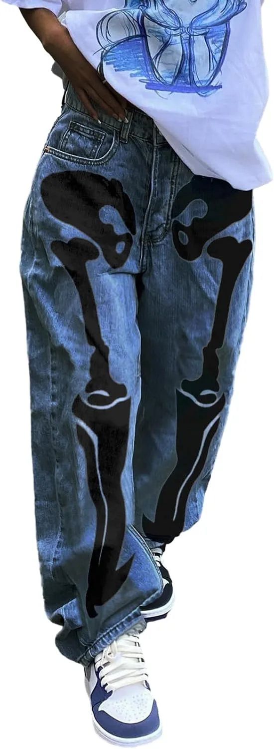 

Женские джинсы Y2K в стиле 90-х, мешковатые, с высокой талией и прямым кроем Miqil