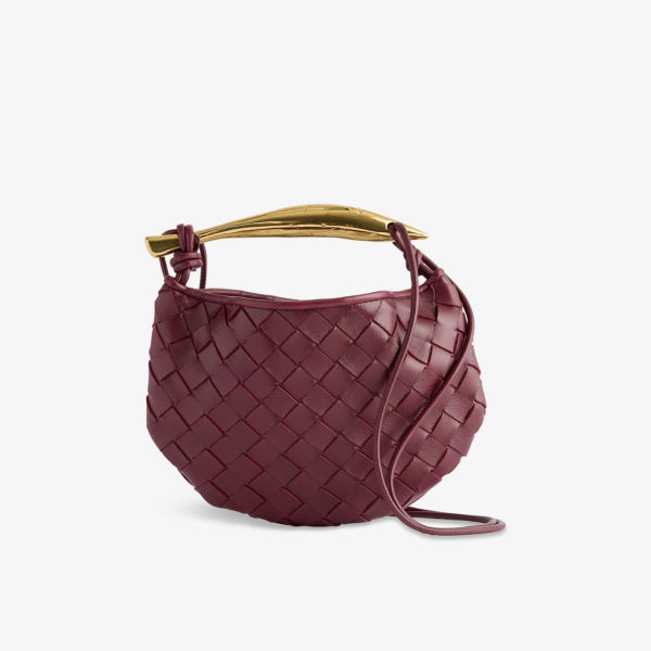 

Сумка через плечо Bottega Veneta Sardine маленькая кожаная, бордовый