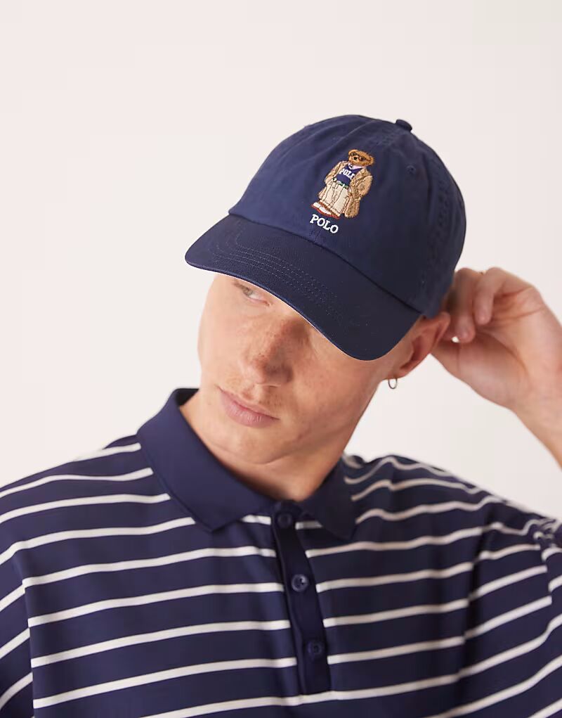 

Бейсболка из твила с логотипом Polo Ralph Lauren Heritage Bear темно-синего цвета