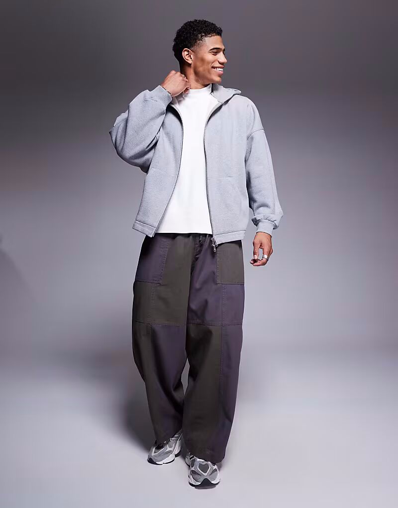 

Толстовка ASOS DESIGN премиум-класса из плотной ткани свободного покроя с застежкой-молнией плотностью 400 г/м² и фиксированным подолом серого меланжевого цвета - СЕРЫЙ