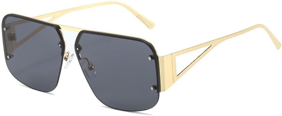 

Винтажные женские солнцезащитные очки без оправы в стиле панк, конфетные солнцезащитные очки, женские солнцезащитные очки с градиентной защитой UV400 HVTVTLA, C1gold-black.