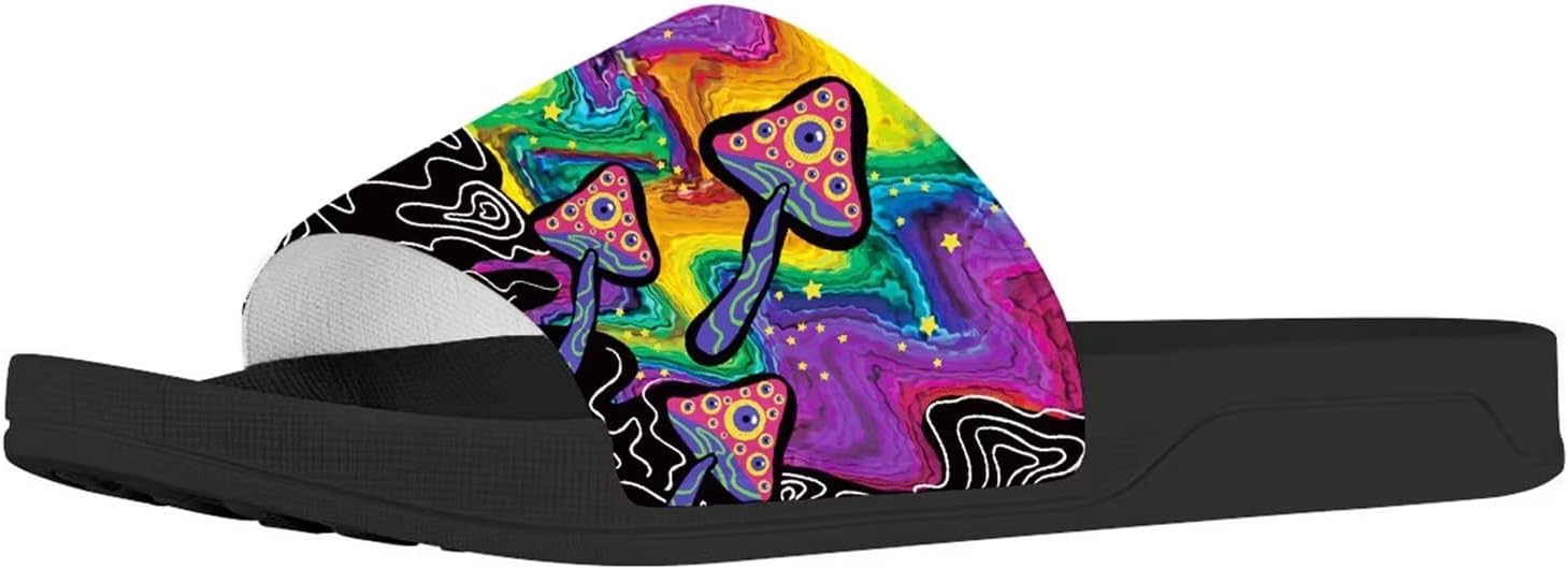 

Мужские и женские слайд-сандалии Forchrinse с ярким тай-дай рисунком бабочки, легкие тапочки с открытым носком для комфорта, для дома и улицы, Colorful Mushroom Star Space