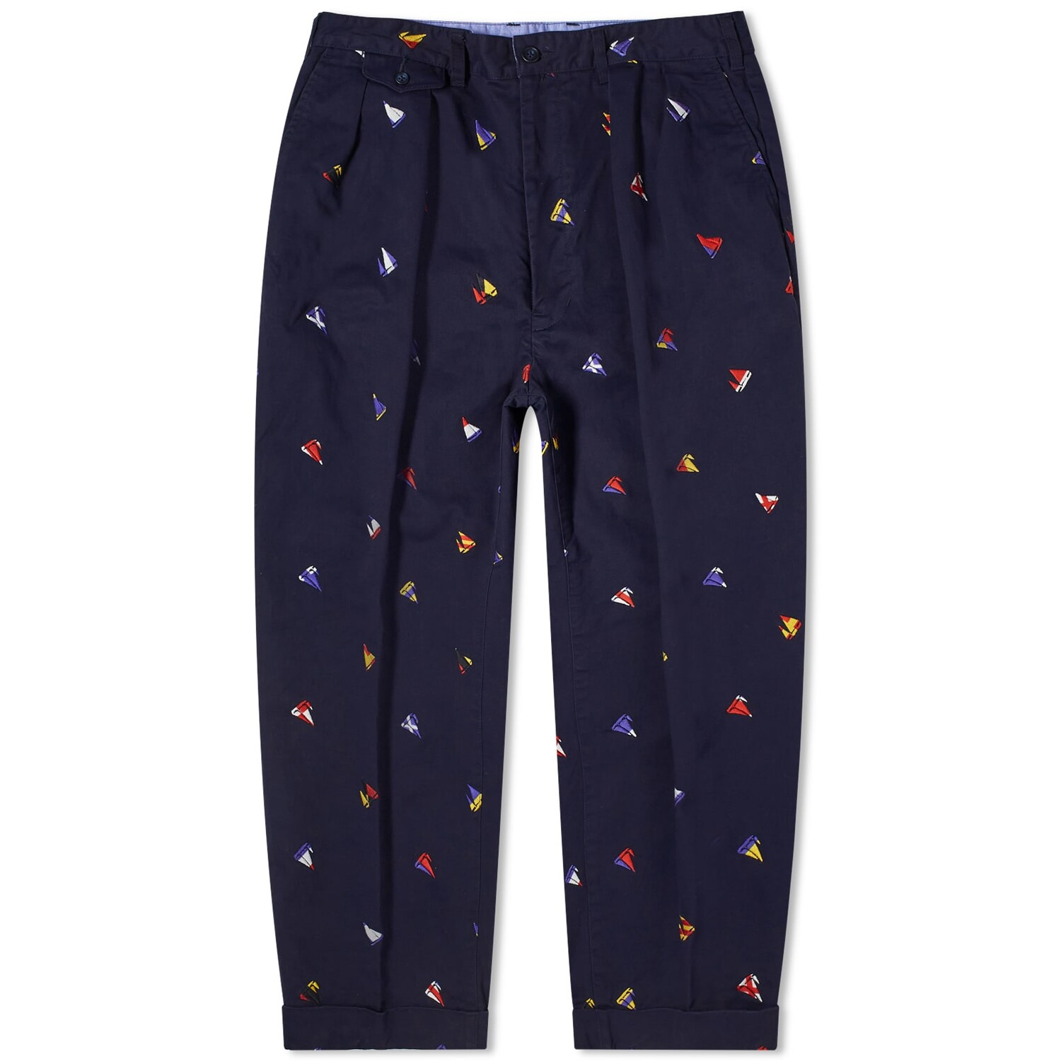 

Брюки Beams Plus 2 Pleat Embroidered Trousers, темно-синий