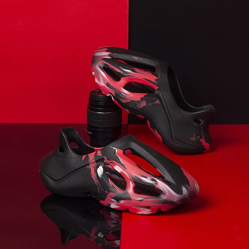 Кроссовки vioxthak Foam Runner, слайдеры Cloud, шлепанцы-подушки, спортивная обувь, нескользящая, легкая, для ходьбы, модная, для улицы и дома, летние пляжные сандалии для женщин и мужчин, черный/красный — фото 2