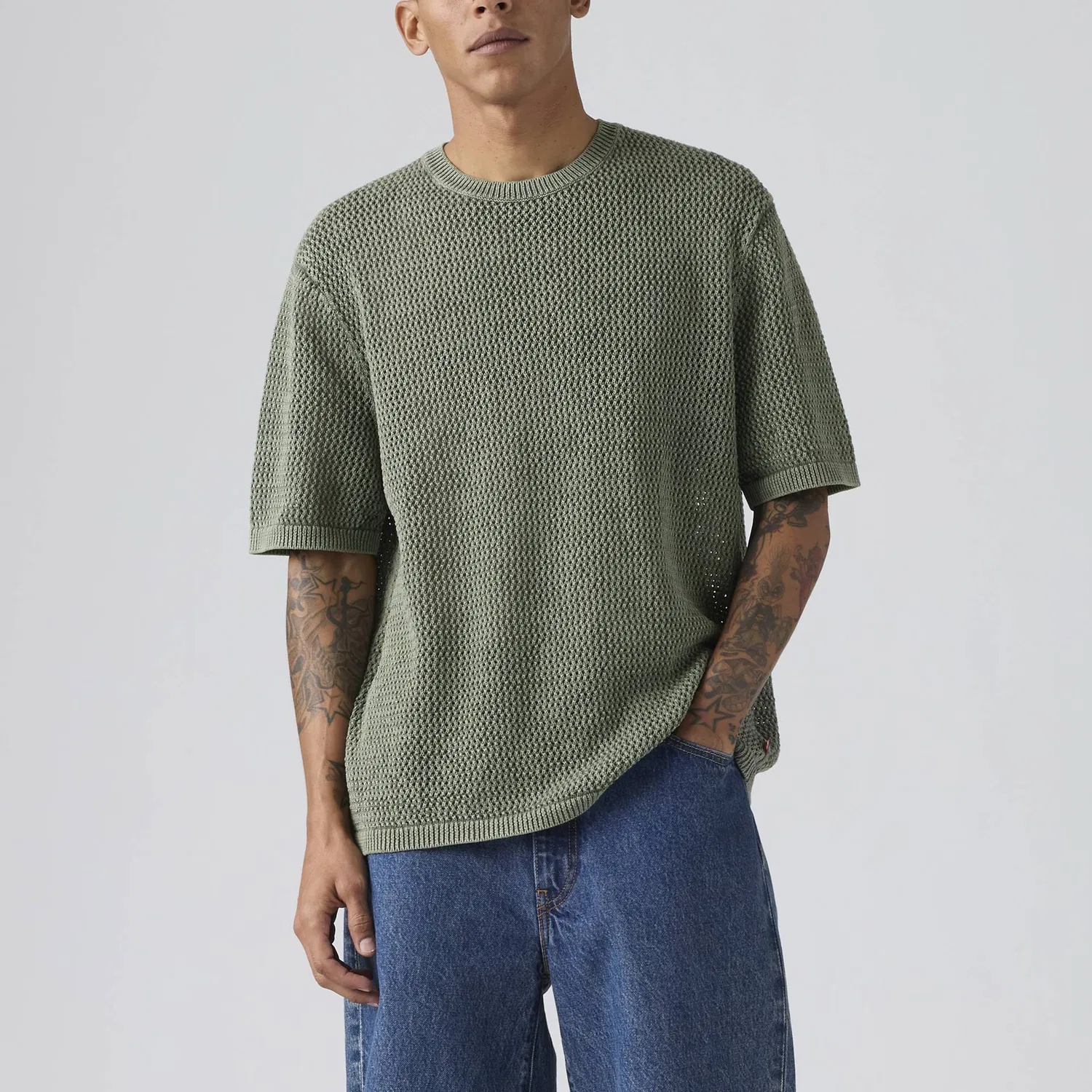Вязаный джемпер Levis Men's Green Crew Neck Moderate — фото 3