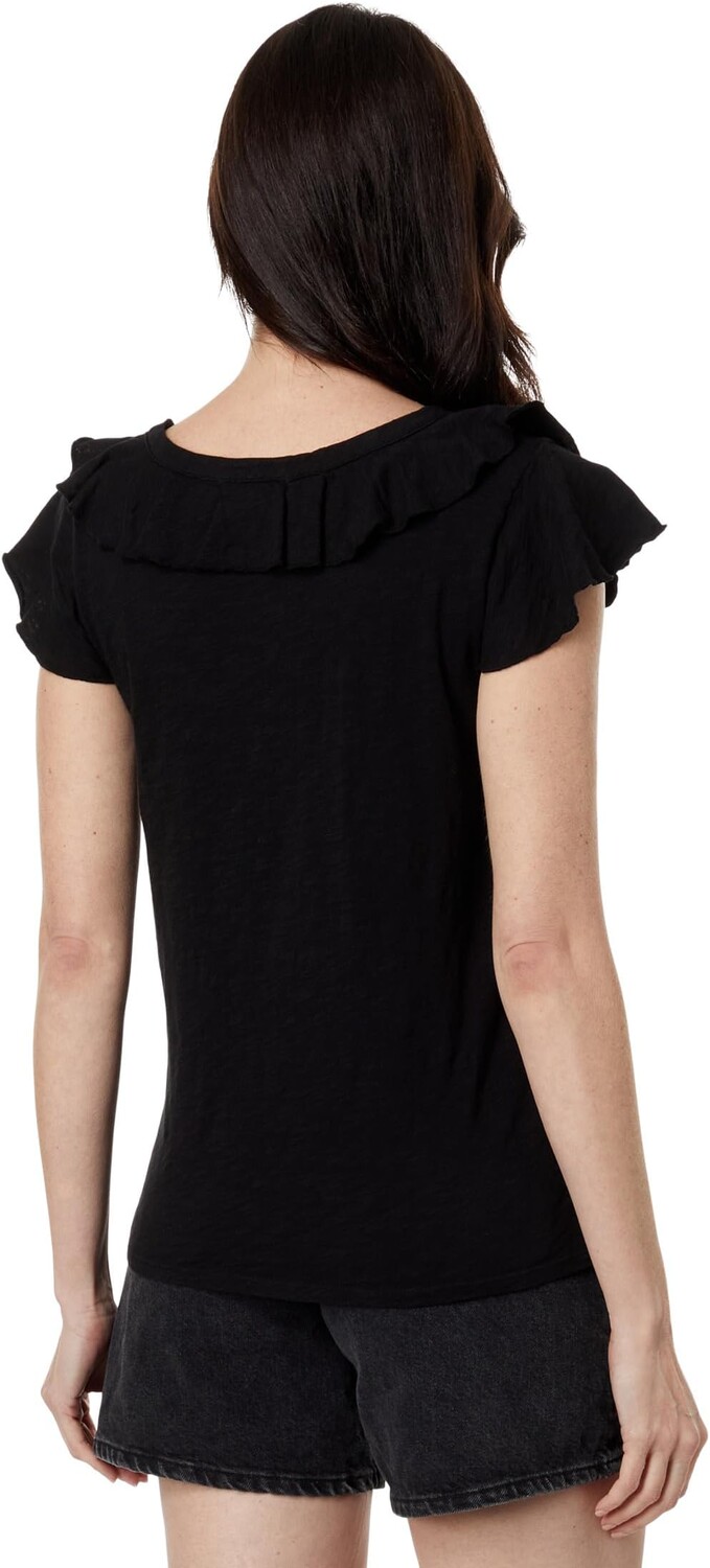 

Футболка Mod-o-doc Slub Jersey Short Sleeve Ruffle Neck Tee, черный
