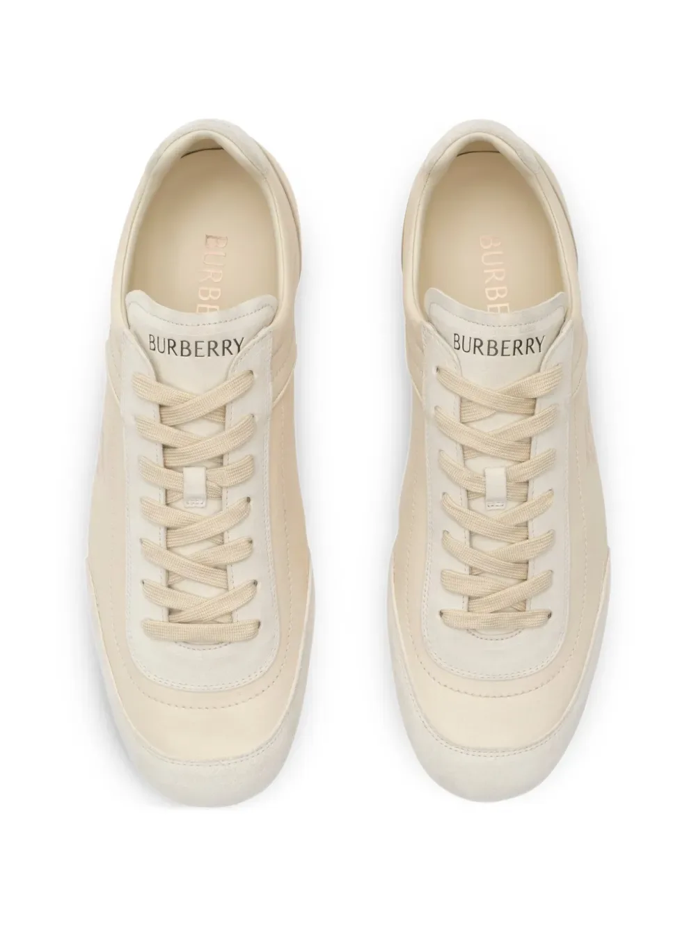 Кожаные кроссовки Knight Runner BURBERRY, бежевый — фото 4