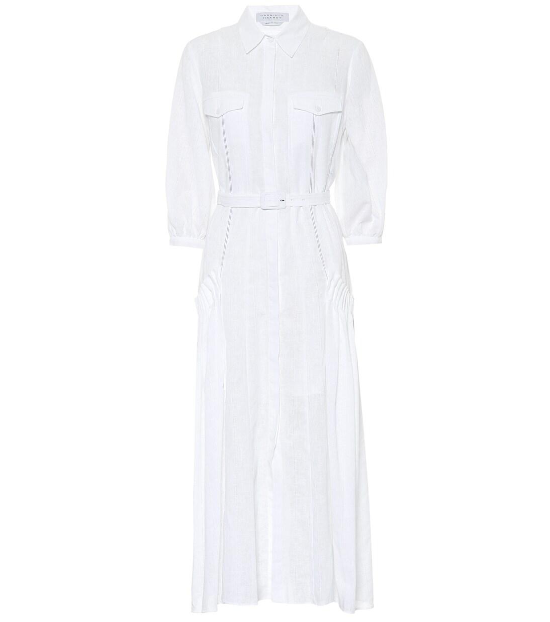 

Льняное платье-рубашка Woodward Gabriela Hearst, White Lavendar Navy