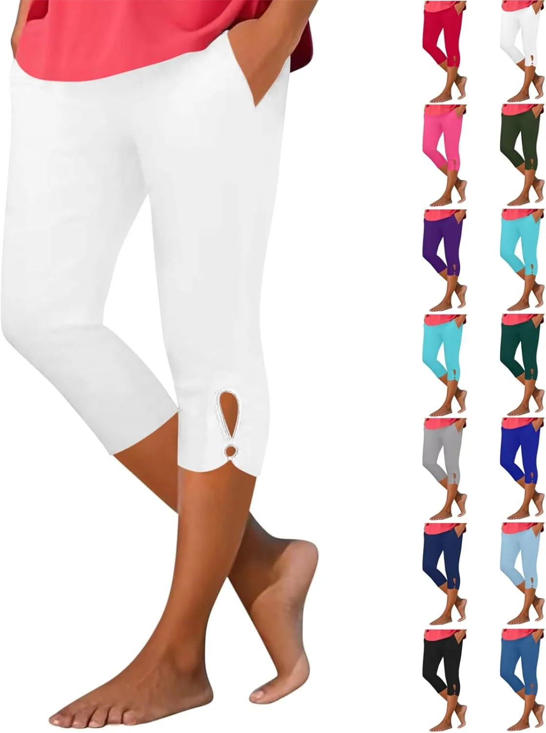 

Женские капри для лета с карманами, высоким поясом и эффектом контроля живота GOHRSHA