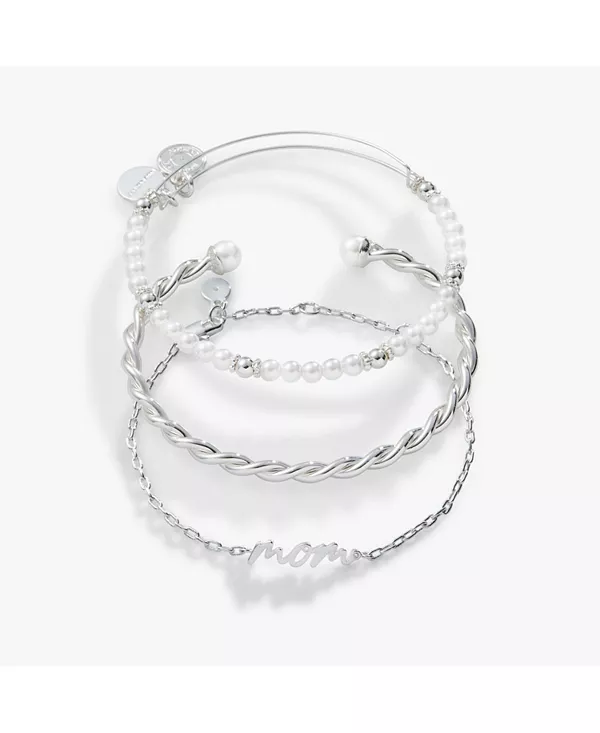 

Набор из 3 браслетов с надписью «Мама» Alex And Ani, silver