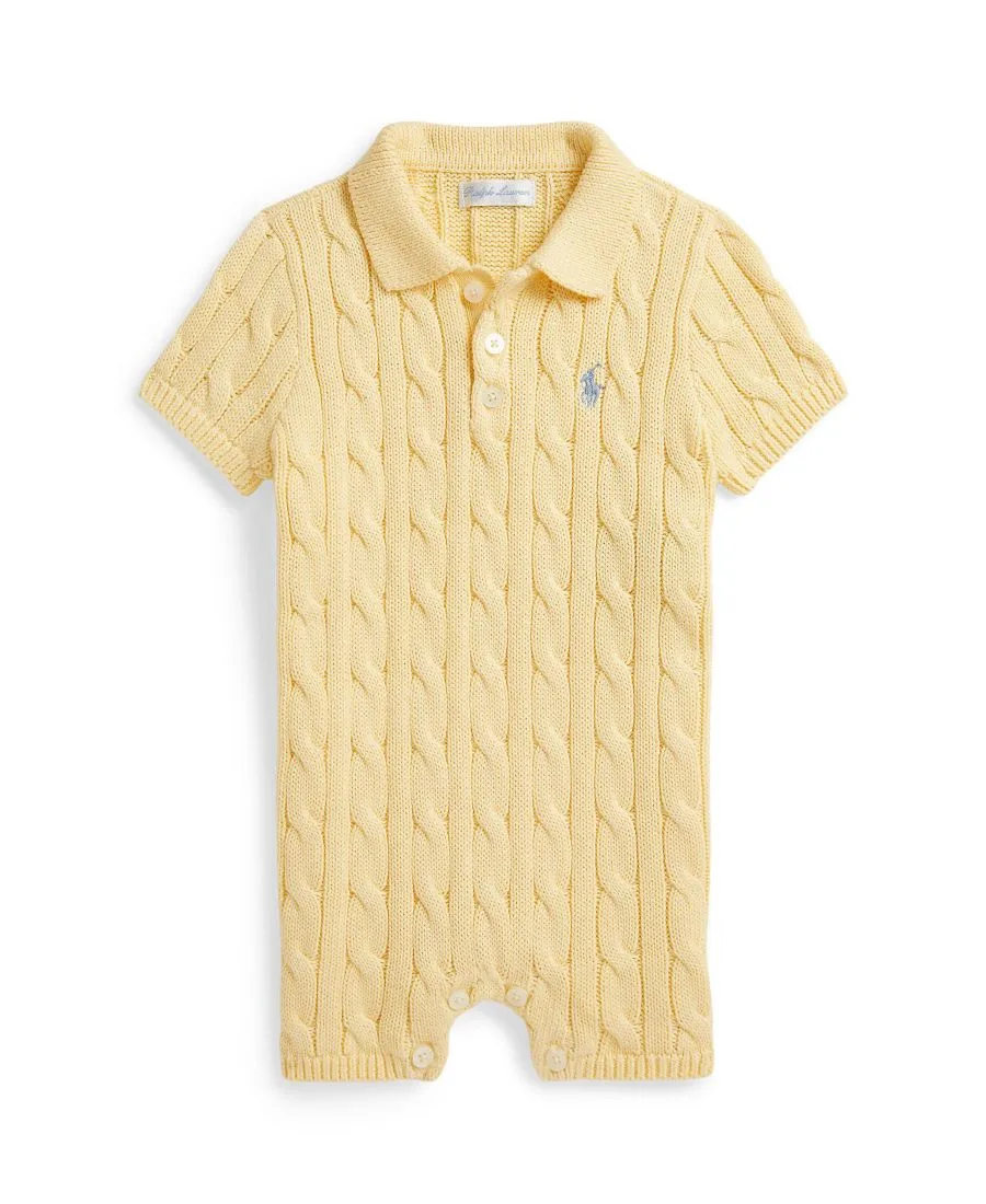 Детский комбинезончик крупной вязки для мальчиков Polo Ralph Lauren, t-bird желтый