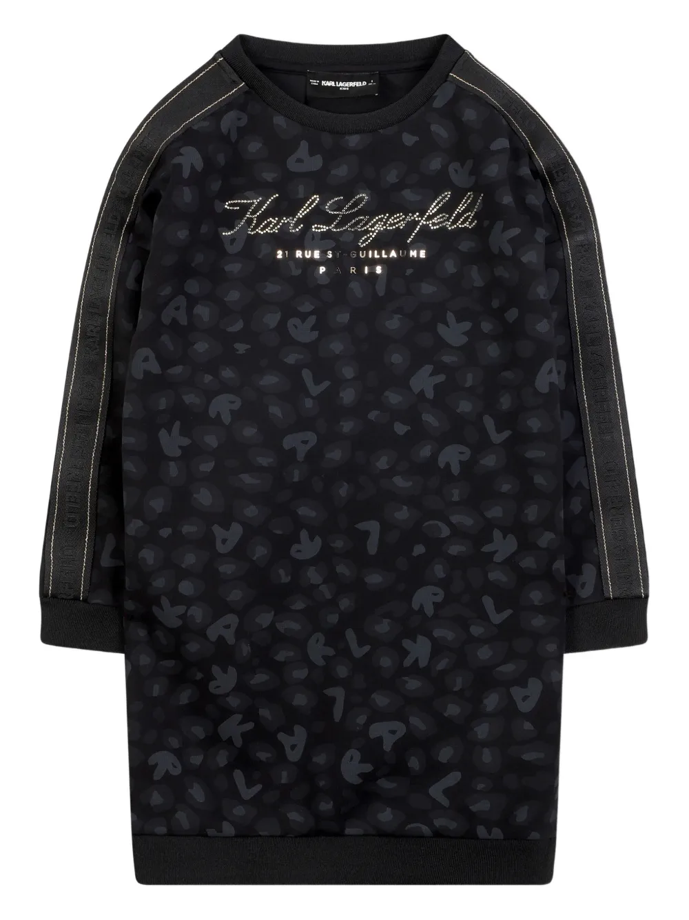 

Платье-толстовка с леопардовым принтом KARL LAGERFELD KIDS, черный