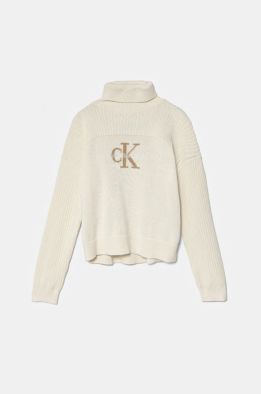 

Детский свитер Calvin Klein Jeans из смесовой шерсти, бежевый