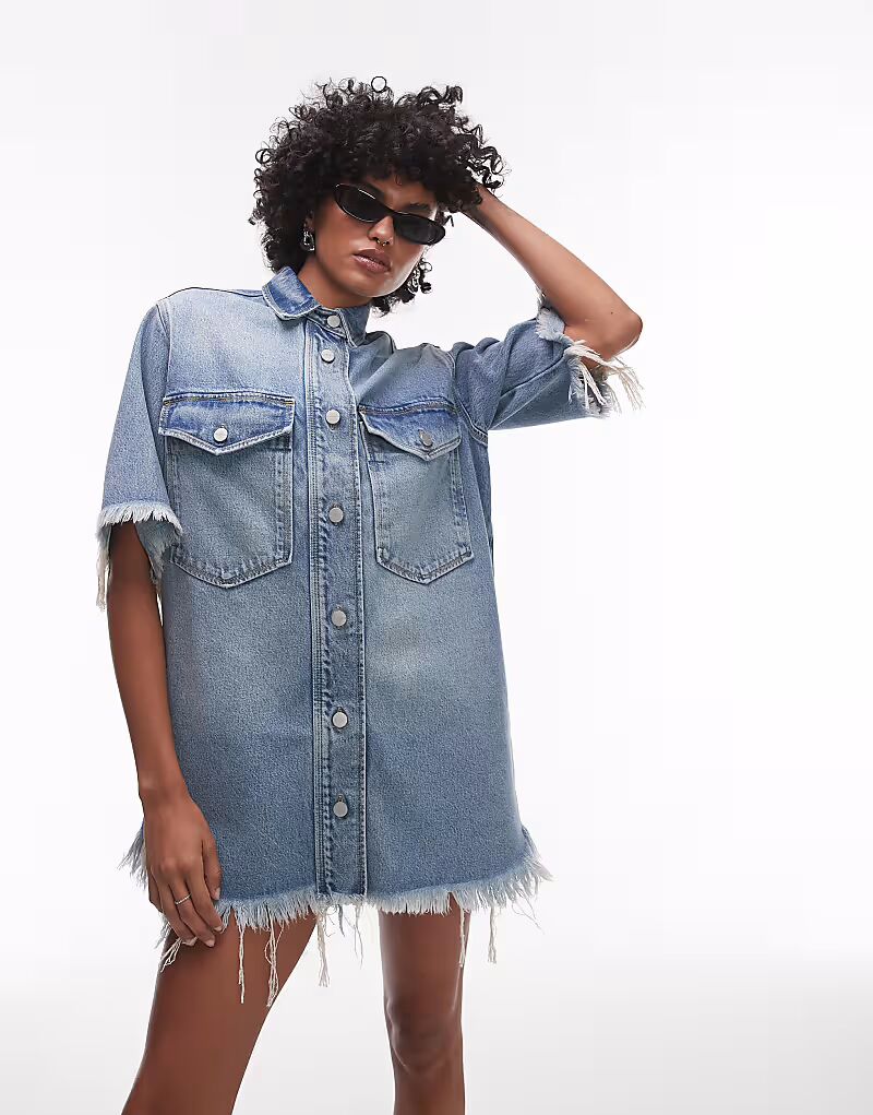 

Джинсовое платье Allsaints Faye SS цвета светло-индиго