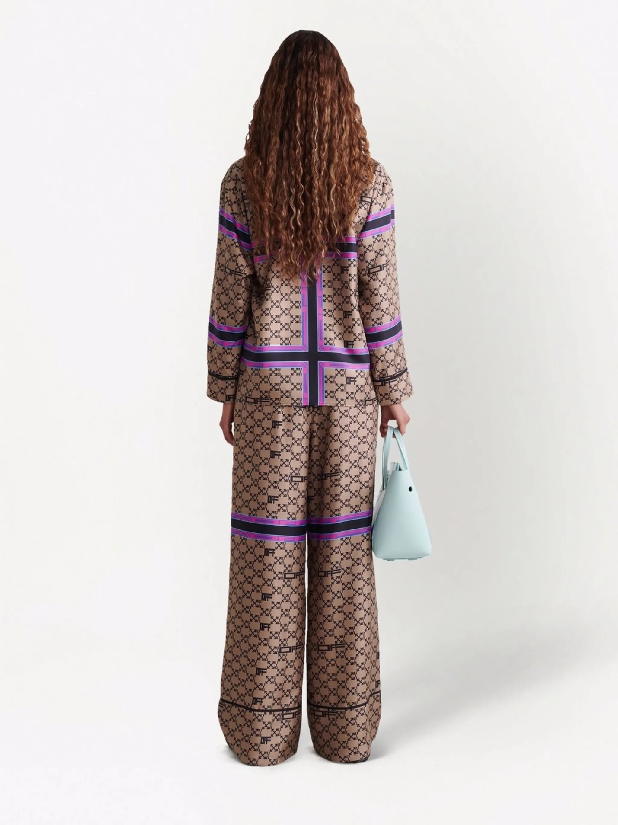 Пижамная рубашка с монограммой Off-White, коричневый — фото 4