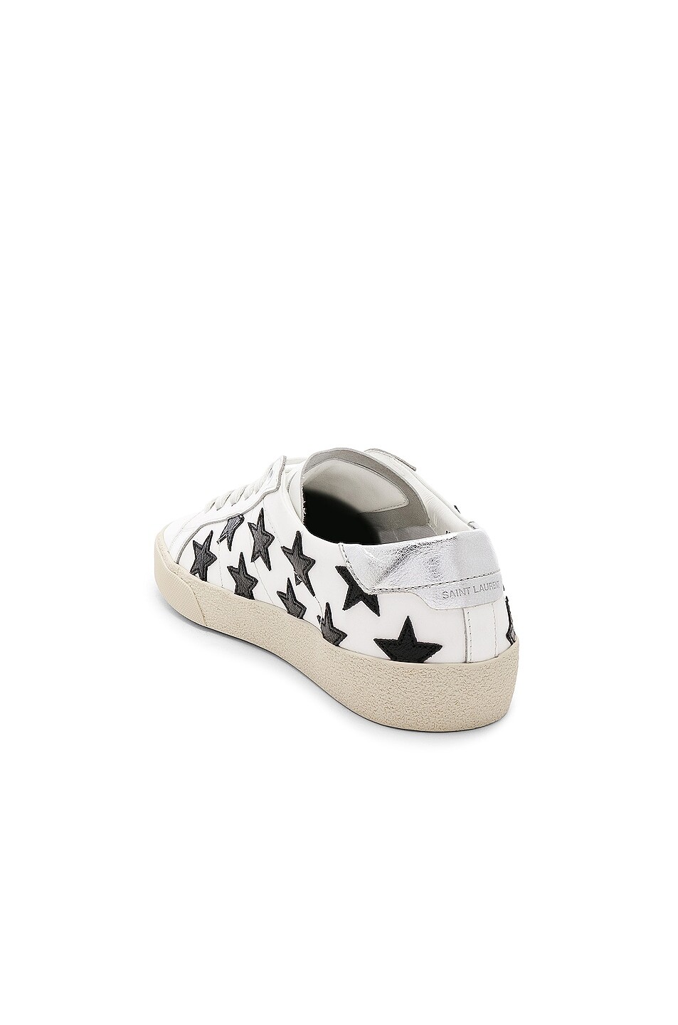 Кожаные низкие кеды со звездами SL/06 Saint Laurent, цвет Optic White & Black & Silver — фото 3