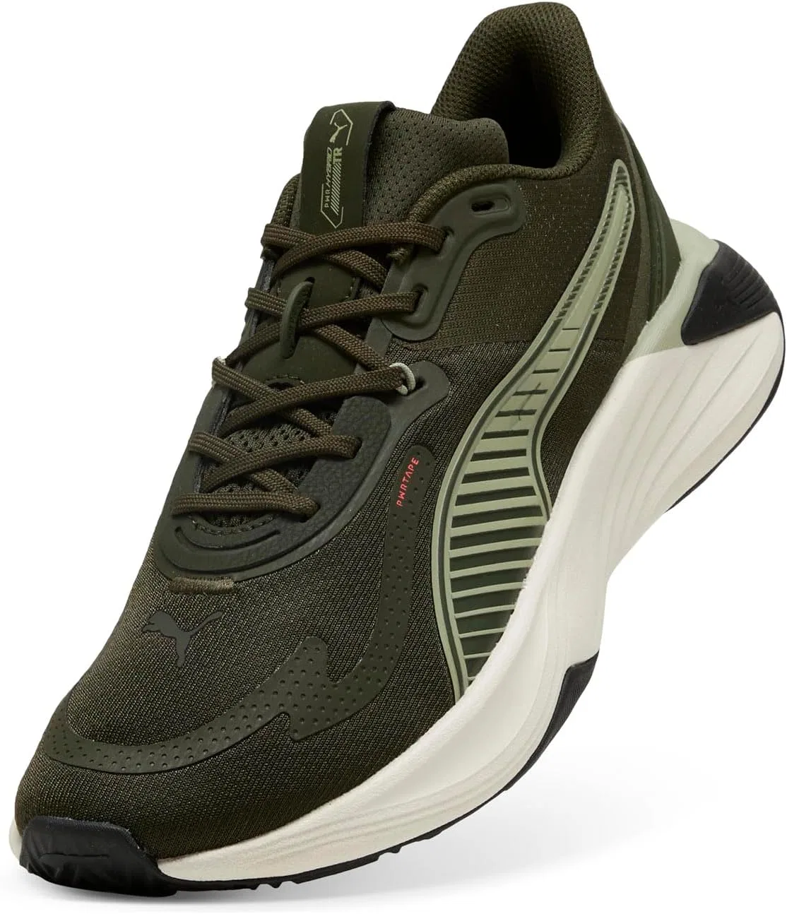 Кроссовки PUMA Adult PWR Hybrid Training Shoes, Dark Olive Lux Army Glowing Red Warm White — фото 3