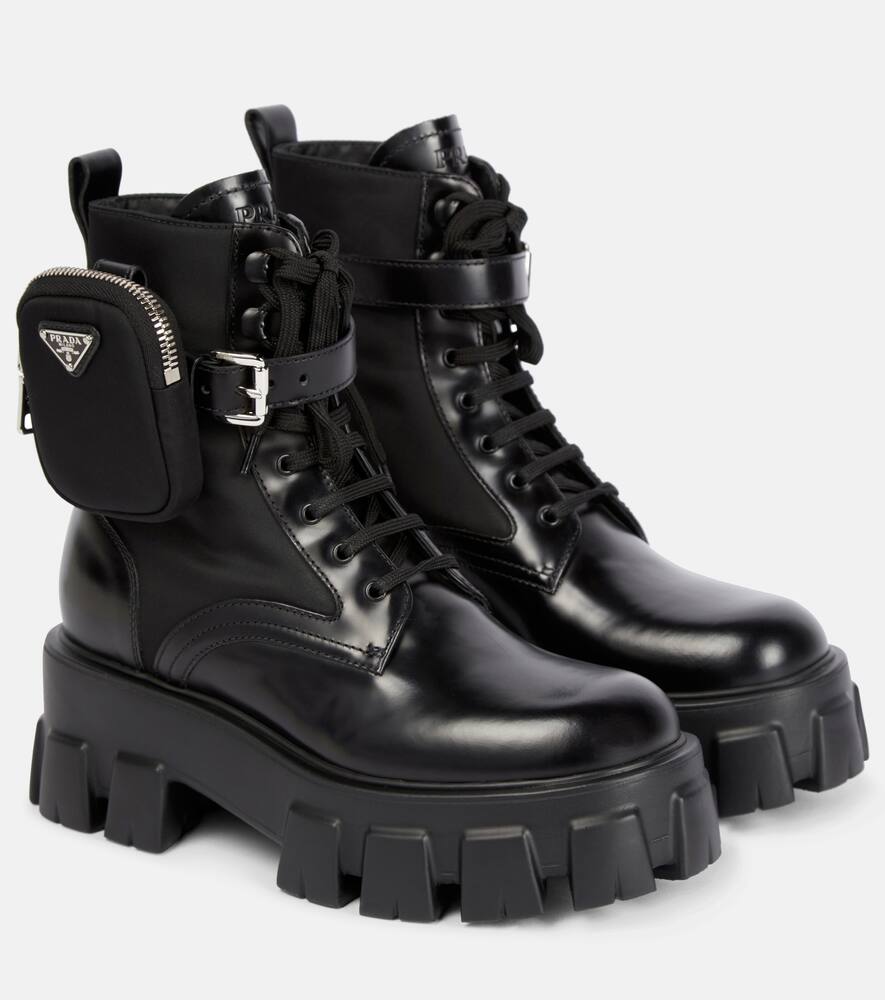 Кожаные ботинки монолит Prada, Nero