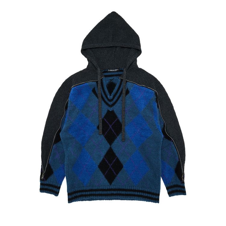 

Пуловер Y/Project Zip Insert Hood Pullover, Blue/Grey Argyle