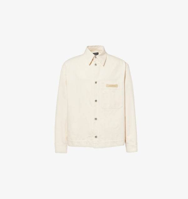 

Рубашка из денима с фирменной нашивкой Emporio Armani, белый