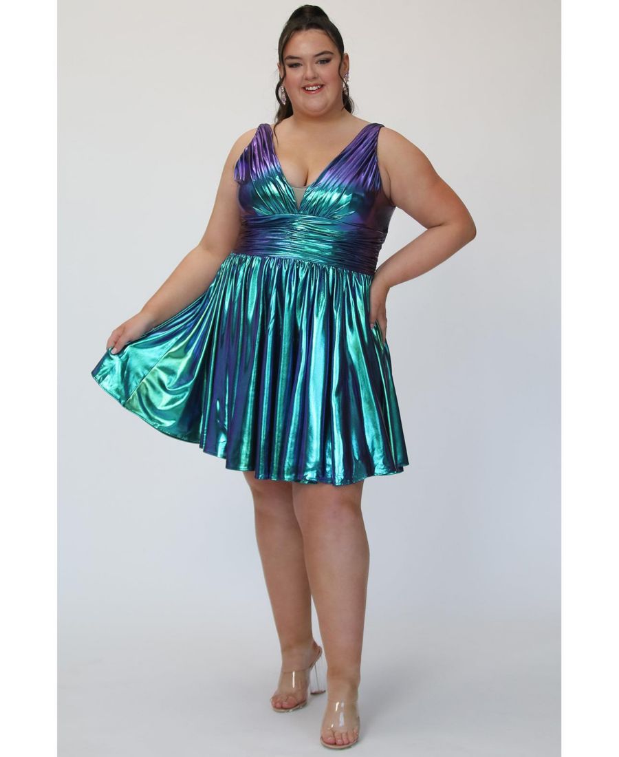 

Вечернее платье А-силуэта сине-зеленого цвета с переливающимся эффектом Sydney's Closet, Peacock