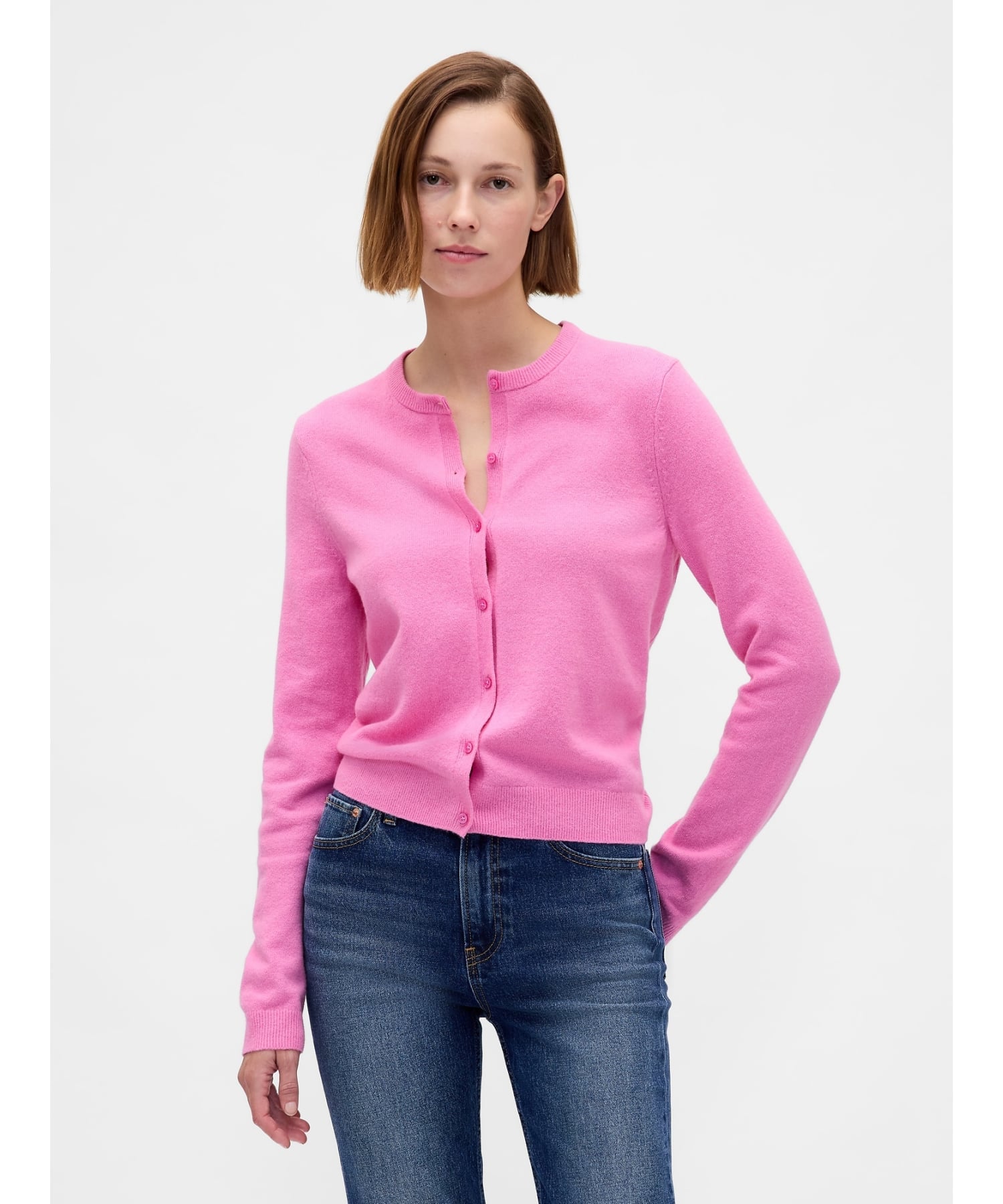 (W)CashSoft Укороченный кардиган из кашемира GAP, PRETTY_PINK