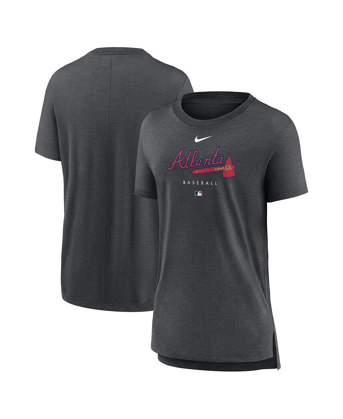 

Женская футболка цвета Heather Charcoal Atlanta Braves Authentic Collection Early Work Tri-Blend Nike