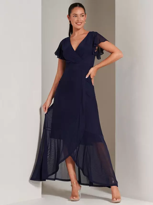 

Платье Jolie Moi Racquell Mesh Wrap Neck Maxi, темно-синий