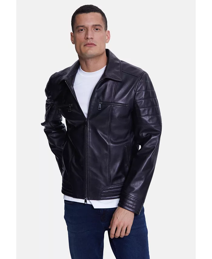 

Мужская модная кожаная куртка, Nappa Black Furniq UK, черный