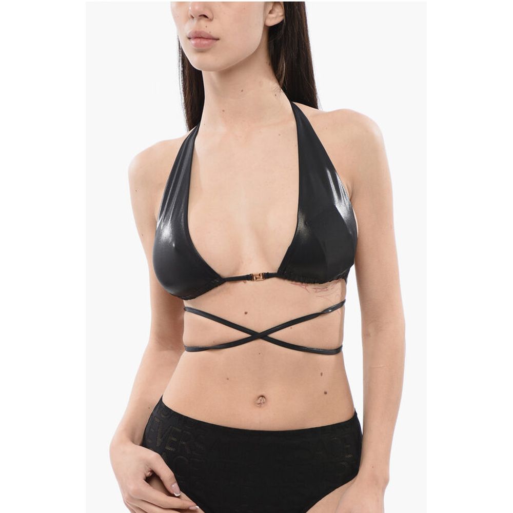 

LA GRECA Треугольный бикини-топ Versace, Black