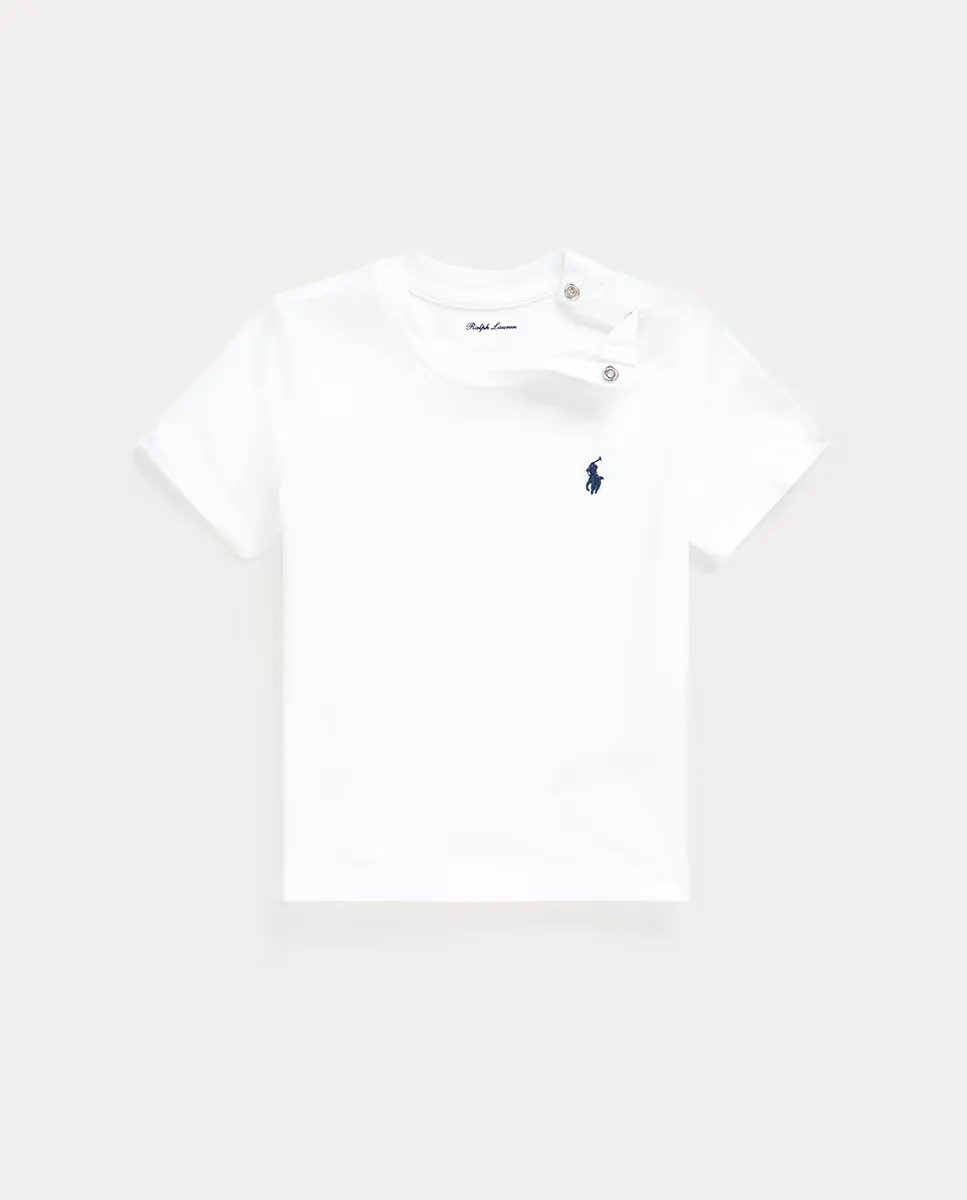 Белая хлопковая футболка для мальчика Polo Ralph Lauren — фото 3