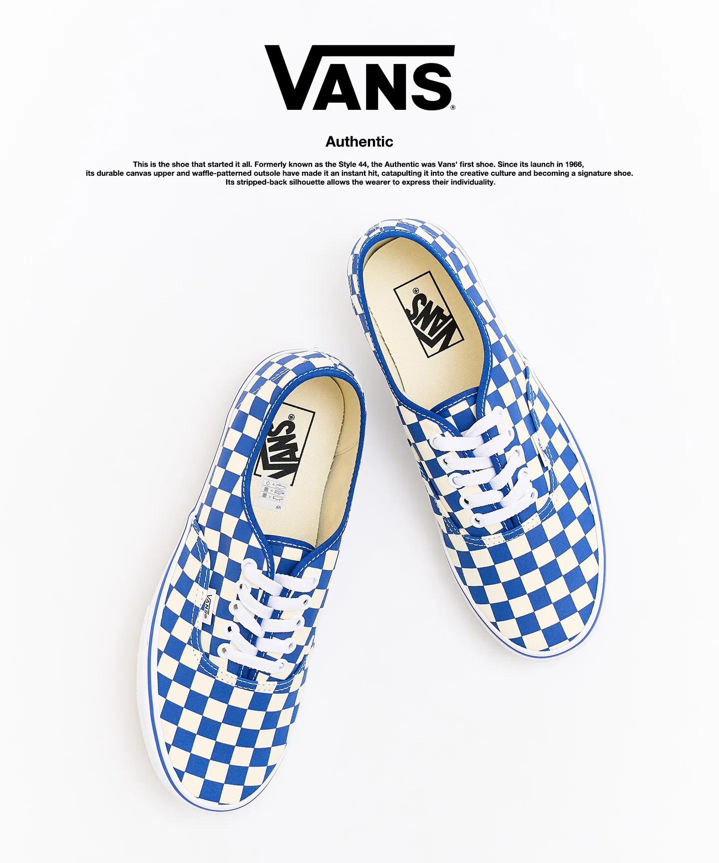 Мужские кеды VANS Authentic клетчатые синие
