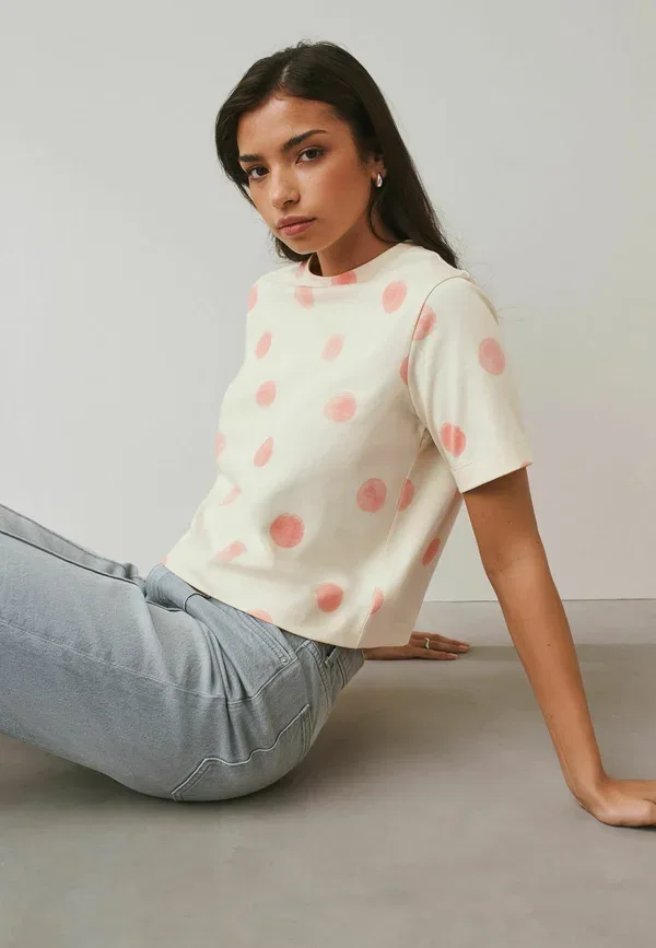 Футболка Next Regular Fit Heavyweight Short Sleeve Crew Neck T-Shirt, оранжевый в горошек — фото 4