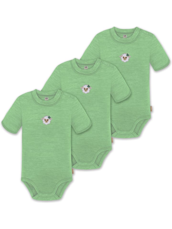 

Normani Outdoor Sports Комплект из 3 детских боди с короткими рукавами из мериносовой шерсти с застежками-кнопками, зеленого цвета