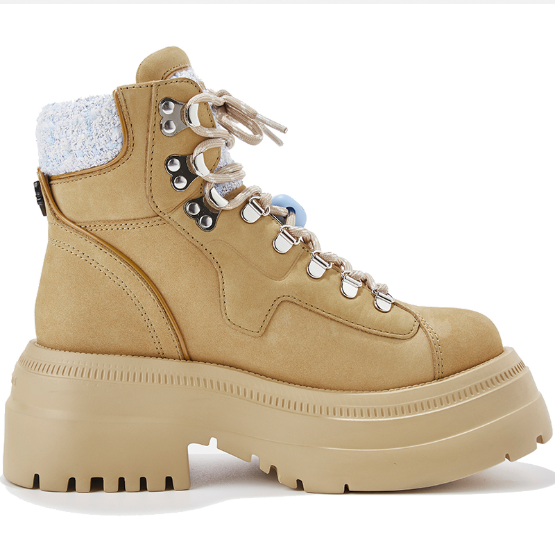 BLOCCO5 Короткие мартинсы 7 см женские бежево-желтые, цвет Beige Yellow — фото 4