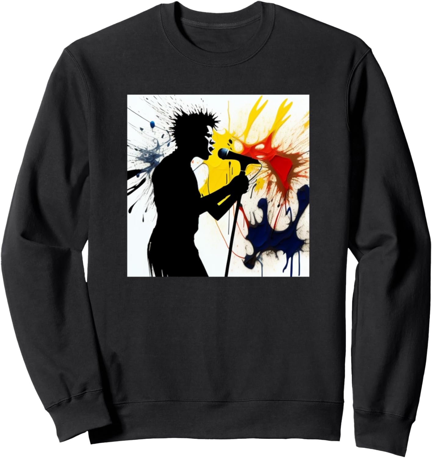 

Изображение певца, силуэт мужчины, красочный, певец, толстовка Singer Music Art - Men Women Kids Boys Girls Gift, черный