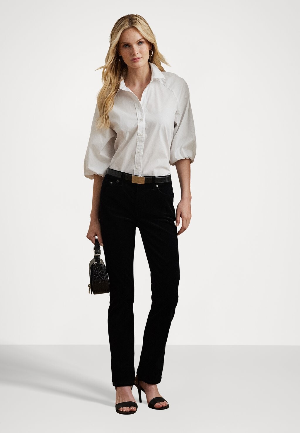 

Блуза COTTON BLEND BUBBLE SLEEVE SHIRT Ralph Lauren, белый