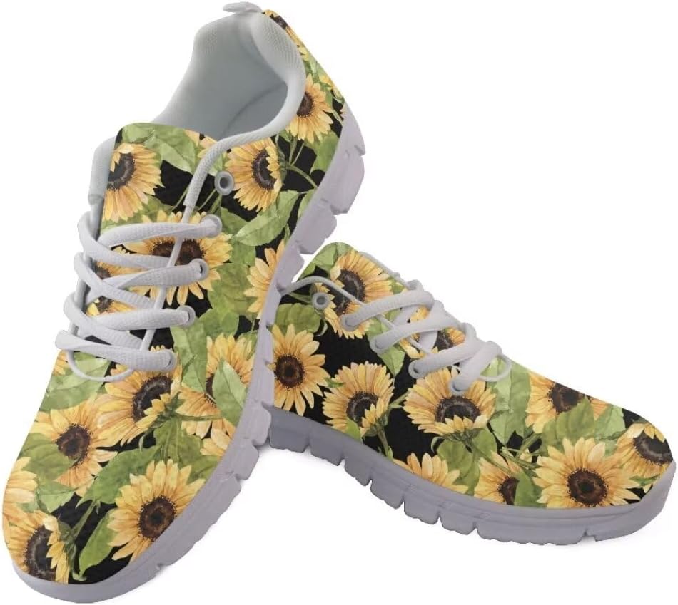 

Женские и девочковые кроссовки Jeiento с цветочным принтом, легкие ходовые и модные спортивные кроссовки, мужские теннисные кроссовки, дышащая сетка, обувь для спорта и тренажерного зала, желтый